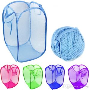 Foldable Laundry Bag Home Cloth Storage Mesh Washing Basket - Random Color - Image 1