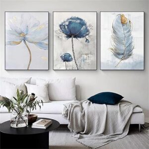 Set of 3 Fresh Posters ? Flowers & Feather Wall Art Prints (8x11 Inches) with Double Tape - Image 2
