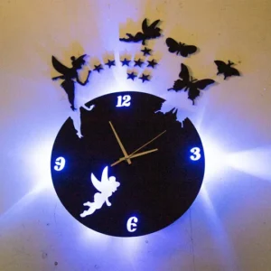 3d wall clock with light Wooden Clock With Light And Premium Design - Image 3