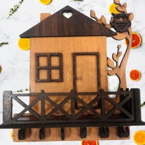 House shape Key holder Wooden Key Holder I Key Holder Wall Hanger I Key Holder Wall Hanging | - Image 1