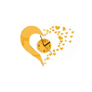 Heart Shape Acrylic Wall Clocks Mirror (GOLDEN) - Image 3