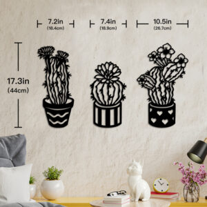 Wooden Cactus Wall Arts Decoration (3pc Set) - Image 3