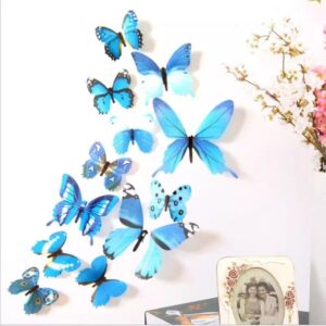(12pc) 3D Butterflies Wall Stickers Home Decor Wall Decals Kids Room TV Wall Stickers (Random Color) - Image 2
