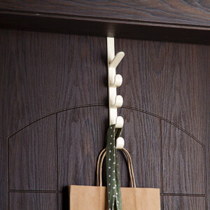 5 Level Over Door Hook for Hanging Coat Hangers, Hats, Purses, Backpacks, Purses, Jackets and Other Items. (1 Piece) / Over The Door Hanger Hook Clothes Storage Holder Multipurpose Towel Hanging Rack ( Plastic) - Image 3