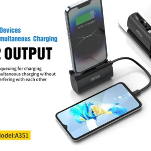 Aspor A351 2in1 Iphone & Type-C Flexible Portable Mini 5000mah Power Bank - Image 2