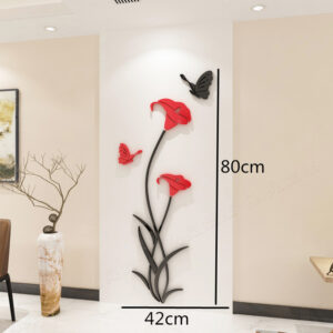 Wooden 3D Butterfly Flower Wall Stickers - Image 2