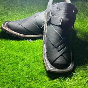 BALOCHI HANDMADE LEATHER GENTS SANDALS (Black) - Image 2