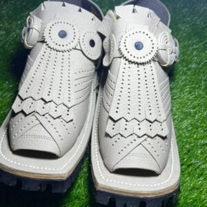 BALOCHI HANDMADE LEATHER GENTS SANDALS (White) - Image 2