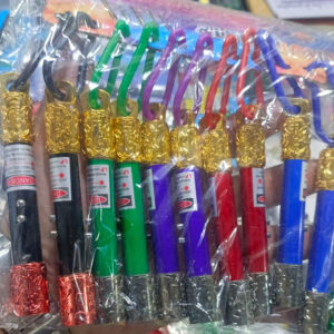 3 in 1 Laser & LED Light With Keychain flashlight gold hoop stick flashlight (Random Color) - Image 1