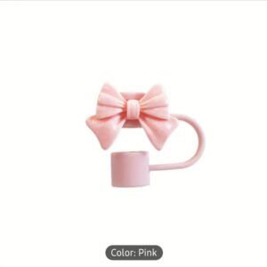 1PC Cute Bow Straw Cap Cover for 10mm Straws ? Fits Stanley Tumbler Cups, Dustproof & Leak-Resistant (Random Color) - Image 3