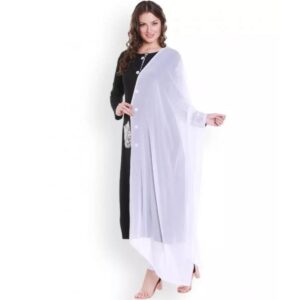 Plain Crinkle Chiffon Dupatta White - Image 3