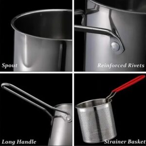 Stainless Steel Deep Fryer Frying Pot With Strainer 12ML Capacity | Basket Deep Fryer Pot for Baking Frying Boiling Home Kitchen - Image 2