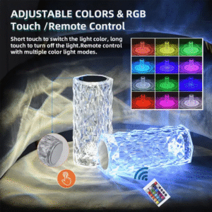 16 Colors Diamond Rose Crystal Touch Lamp Bedside Acrylic Usb Rechargeable Table Lamp - With Remote - Image 4