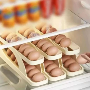 Egg Organizer Automatic Scrolling Egg Rack, Double Layer Egg Storage Tray ( Random Colors ) - Image 5