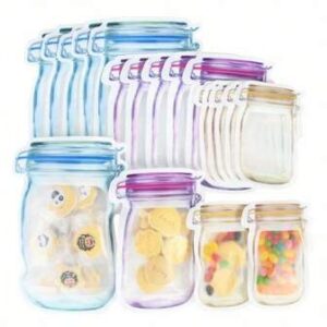 11 Pcs Mason Jar Bags Food Nuts Candy Cookies Ziplock Bags Seal Kitchen Fresh Storage Organizer Bags (mixed size ) - Image 3