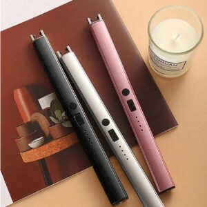 Gas Lighter  Long with New Slide Out Design  USB Gas Lighter Rechargeable with LED Display, Plasma Arc Lighter (Random color) - Image 2