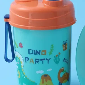Dino Party Water Bottle for Kids ? Cute Dinosaur-Themed Leak-Proof Drink Bottle with Straw Lid | BPA-Free, Durable & Reusable Water Bottle for School, Travel, and Birthday Party Favors - Random Color - Image 1