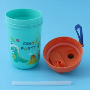 Dino Party Water Bottle for Kids ? Cute Dinosaur-Themed Leak-Proof Drink Bottle with Straw Lid | BPA-Free, Durable & Reusable Water Bottle for School, Travel, and Birthday Party Favors - Random Color - Image 5