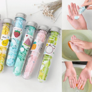 100 PCS Disposable Flower Paper Soap With Portable Tube Bottle ? Multi-Color Travel Soap Sheets For Hand Washing, Camping, And Outdoor Use ( Random Color ) - Image 2