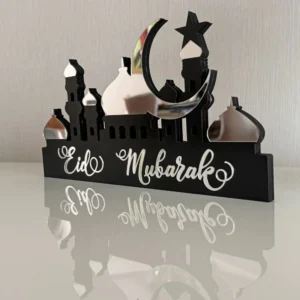 Eid Mubarak  Desktop decorations MDF acrylic material (silver color) - Image 3