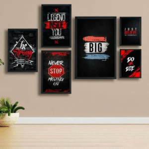 Motivational Wooden Wall Art Frame Set ? 6 Pcs Inspirational Quotes | Be Strong, Think Big, Never Stop, Do or Die | Premium Quality Wooden Frames for Home & Office - Image 4