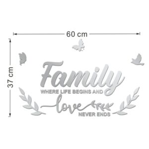 3D Acrylic Family Mirror Wall Sticker (Silver) - Image 3