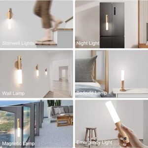 LED Wood Night Light PIR Motion Sensor Magnetic Wall Lamp USB Rechargeable Lights Home Staircase Bedroom Lamp Bedside Lighting - Image 5