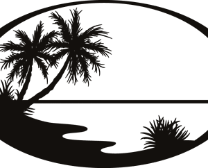 Wooden Oracal Vinyl Decal Ocean Beach Island Palm Tree Nature Wall Sticker - Image 1