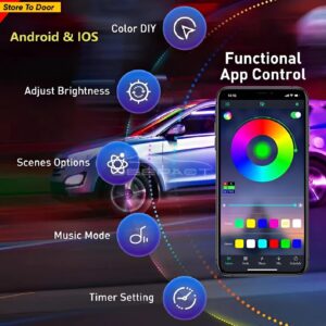 1set Car Rgb 48led Strip 5050smd 12w Decorative Auto Atmosphere Pathway Interior Ambient( Bluetooth Light) - Image 4