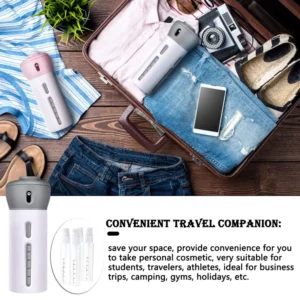 4 Lotion Bottles In 1 Refillable Travel Dispenser Bottle Liquid Lotion Cream Sun Block Sanitizor Shampoo Toiletries Container Travel Bottle Portable 4 Bottle Sets In 1 Pump Leakproof Cosmetic Travel Bottle Set - Image 4