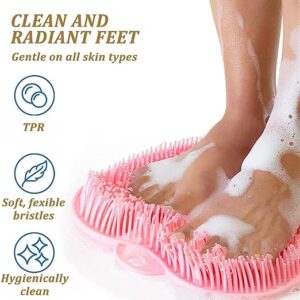 Body Wash Brush Shower Foot & Back Scrubber Mat, Wall Stick Suction Silicone Bathroom Scrubber (Random color) - Image 1