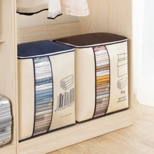 Large Non-woven Portable Clothes Storage Bag Clothing Organizer - 120 gsm (Random color) - Image 3