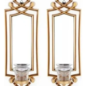2 Pcs Fancy Wall Mirror & Candle Stand Decor For Home & Office - Image 4