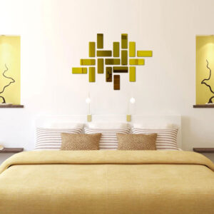 18pcs/set Fashion Mirror Brick Wall Sticker (Golden) - Image 2