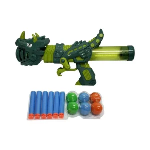 Dino Air Gun - 2-in-1 Blaster with Soft Darts & EVA Balls - Dinosaur Toy for Kids - Image 3