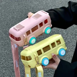 Bus Shape School Water Bottle with Strap 500 ML (Random Color) - Image 4