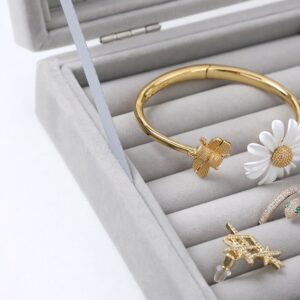 Mistico Velvet Carrying Case with Glass Cover Jewelry Ring Display Box Tray Holder Storage Box Organizer Earrings Bracelet Showcase - Image 5