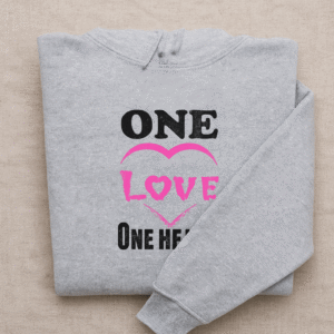 New Summer Collection Full Grey Hoodie one love one heart  Printed For girl And Boys - Image 4