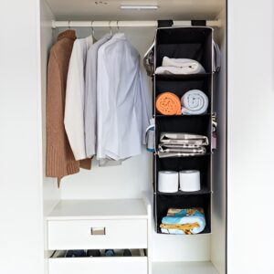 5 Shelf Clothes Hanging Organizers Pant Organizer Wardrobe Section Storage Closet Organiser  (random color) - Image 1