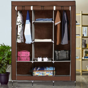 3 Door Fancy & Portable Foldable Closet Wardrobe Storage Organizer with Shelves Foe Multi Purpose - Image 1