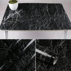 Self Adhesive Black Marble Sheet for Kitchen / Waterproof Anti Oil & Heat Resistant Wallpaper Sheet - Image 3