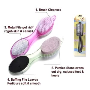 4 In 1 Foot scrubber | Multi Use Pedicure Paddle Brush - 4 Step Pedicure Cleanse, Scrub, File And Buff (Random color) - Image 5