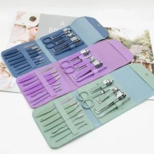 16 in 1 Nail kit Manicure Cutters Nail Clipper Set Household Stainless Steel Ear Spoon Nail Clippers Pedicure Nail Scissors Tool Set (Random Color) - Image 3