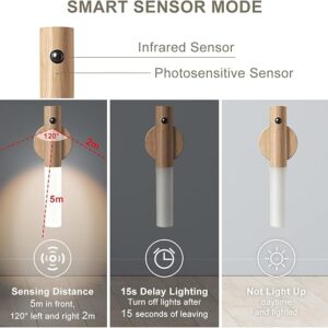 LED Wood Night Light PIR Motion Sensor Magnetic Wall Lamp USB Rechargeable Lights Home Staircase Bedroom Lamp Bedside Lighting - Image 4