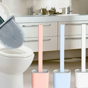 1 Pc Deep-cleaning Toilet Brush And Holder Set For Bathroom, Silicone Toilet Bowl Brush Non-slip Long Plastic Handle, Flat Head Brush Head To Clean Toilet Corner Easily (random Color) - Image 5