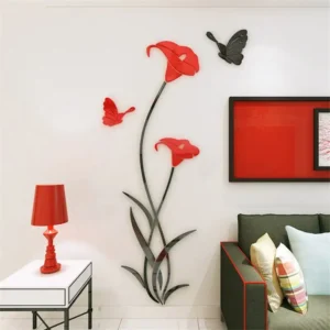 Flower wall stickers Wooden material - Image 1