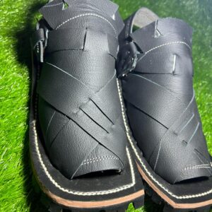 BALOCHI HANDMADE LEATHER GENTS SANDALS (Black) - Image 1