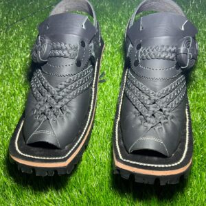 BALOCHI HANDMADE GENTS LEATHER SANDALS (Black) - Image 1
