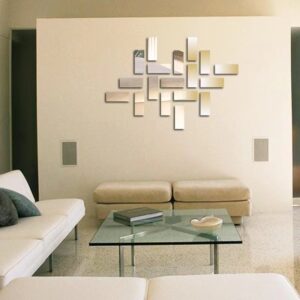 18pcs/set Fashion Mirror Brick Wall Sticker (Silver) - Image 1