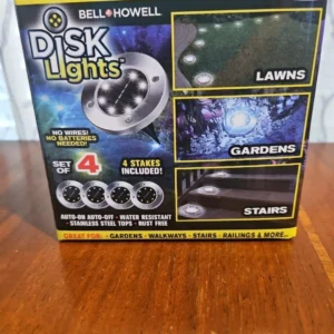 Disk Lights 8 LED Version Solar Powered Auto on off Outdoor Lighting - Image 1